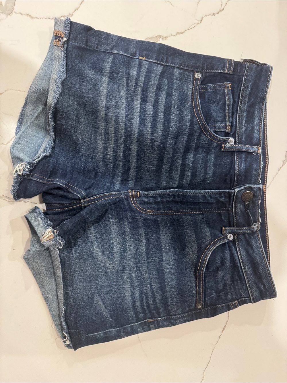 American Eagle Outfitters Washed Blue Denim Cutoff Shorts